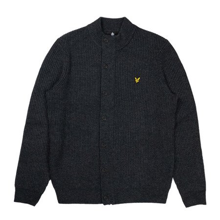 SWETER LYLE & SCOTT KNITTED ZIP THROUGH FUNNEL NECK CHARCOAL MARL